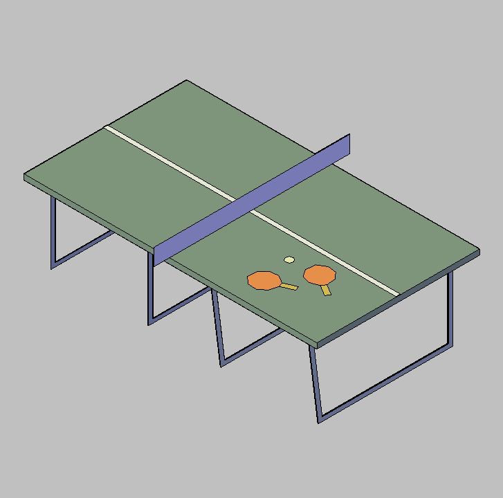 Bloque Autocad Vista de Mesa Ping-Pong 02 en 3D